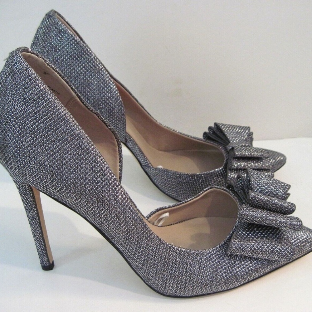 ✨ Betsey Johnson Silver Glitter Bow Heels | Party Pumps ✨ D'Orsay Heels